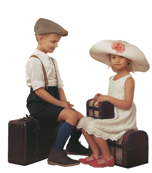 LES ENFANTS ET VALISE TUBE PNG